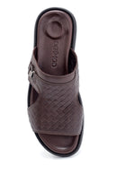 Men's Leather Printed Slippers | Derimod