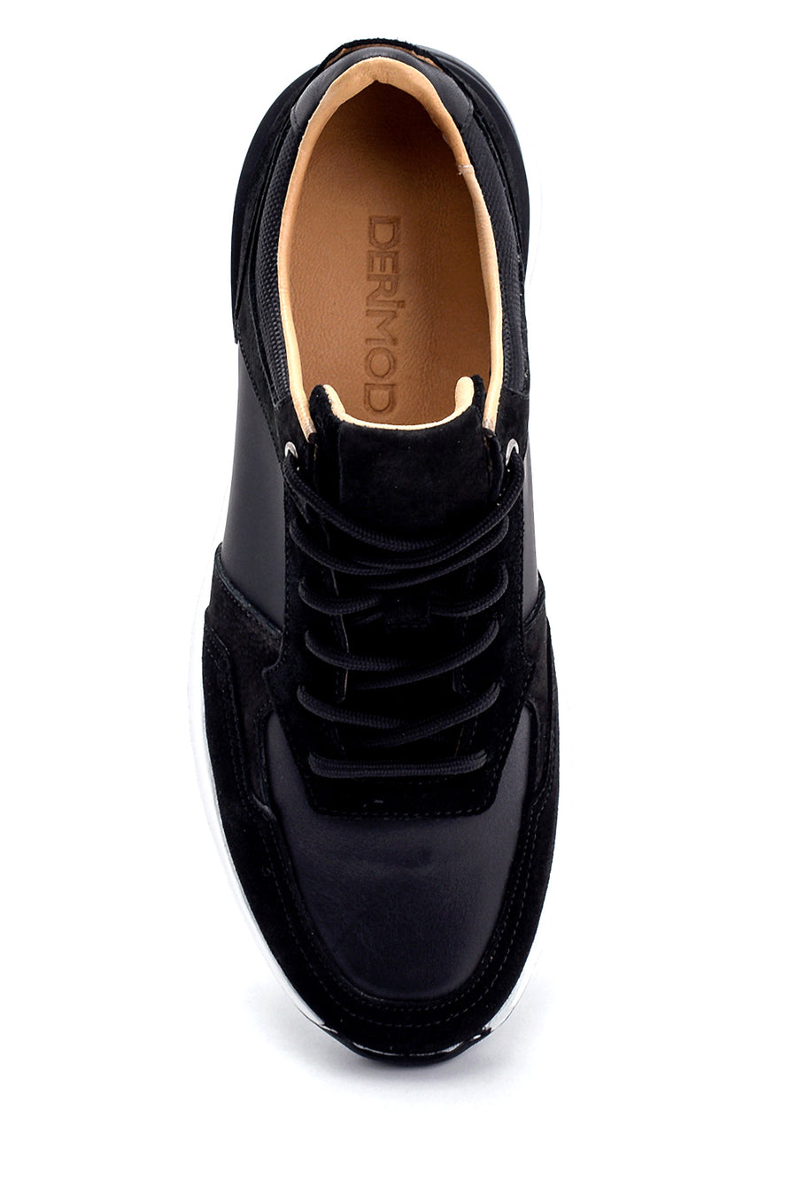 Erkek Süet Detaylı Deri Sneaker