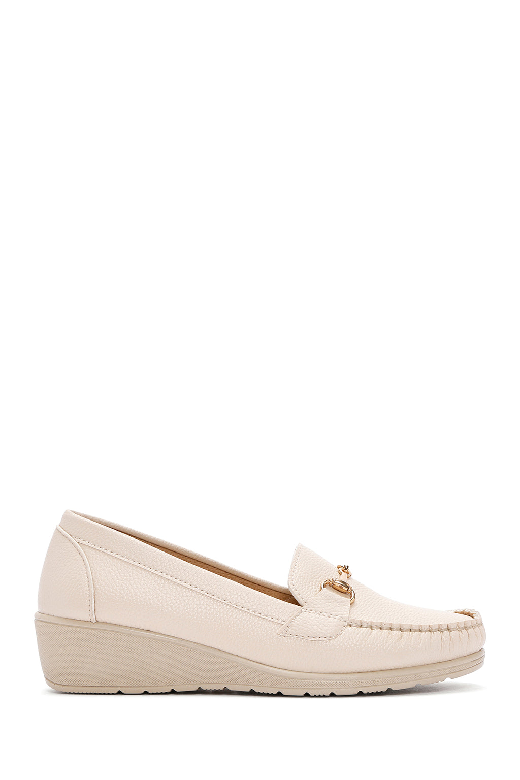 Kadın Bej Dolgu Topuk Loafer