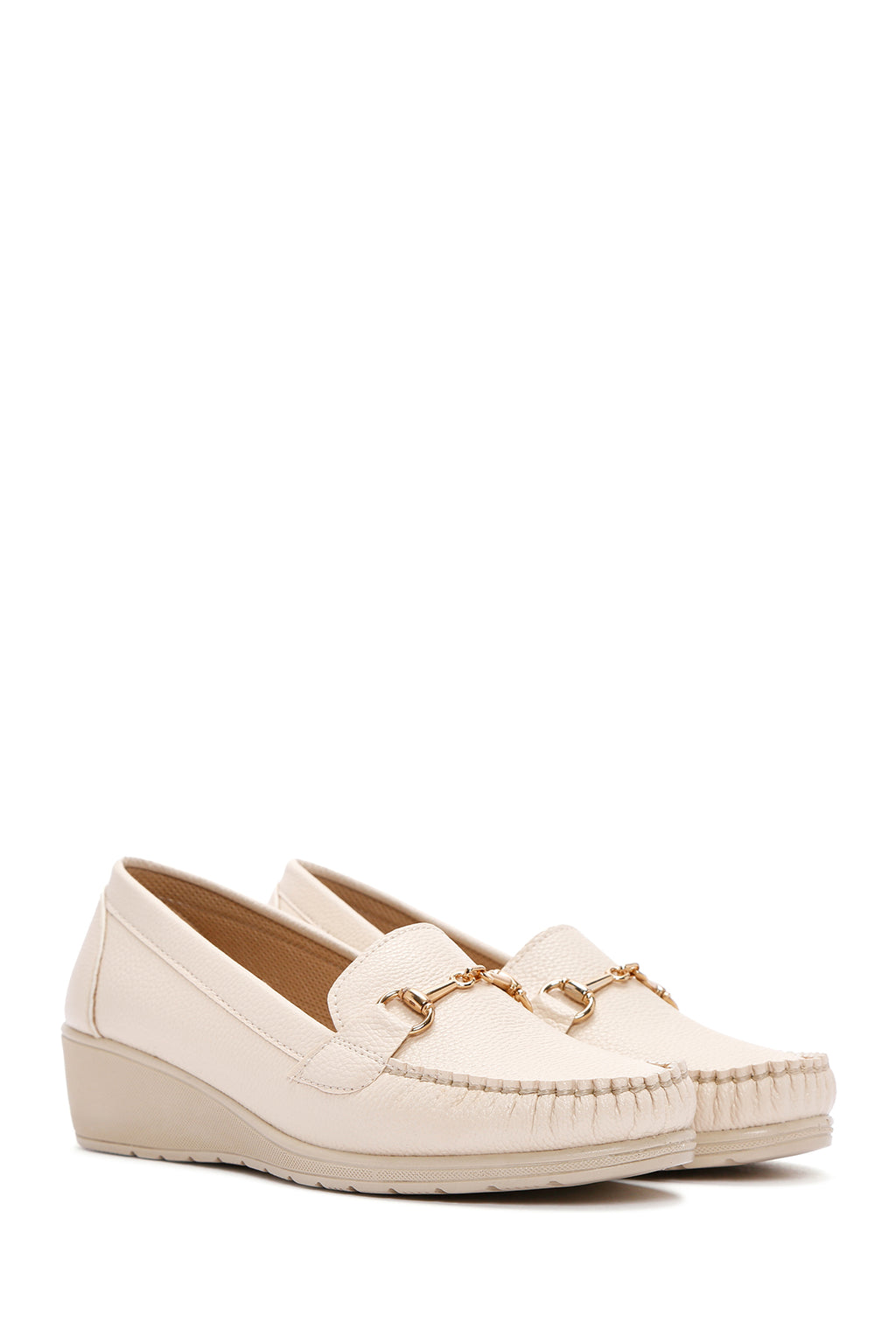 Kadın Bej Dolgu Topuk Loafer