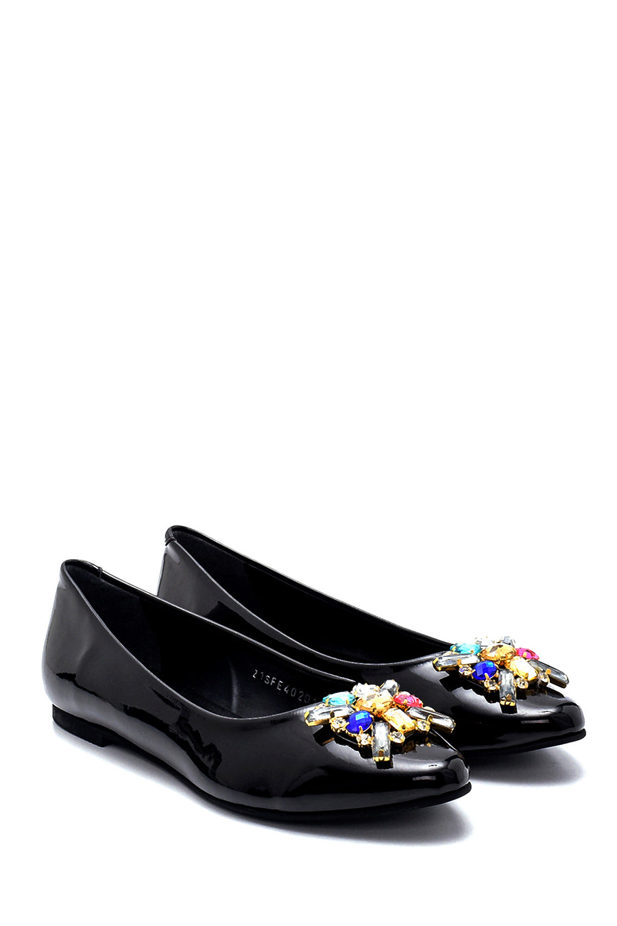 Women's Patent Leather Stone Ballerinas