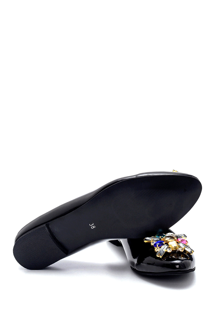 Women's Patent Leather Stone Ballerinas