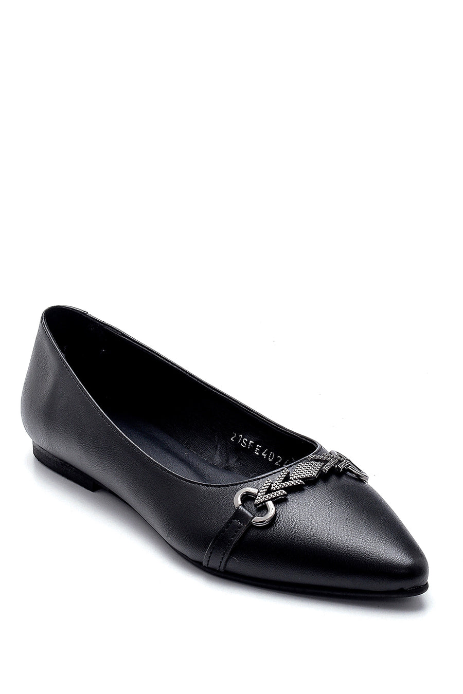 Women's Black Buckle Ballerinas