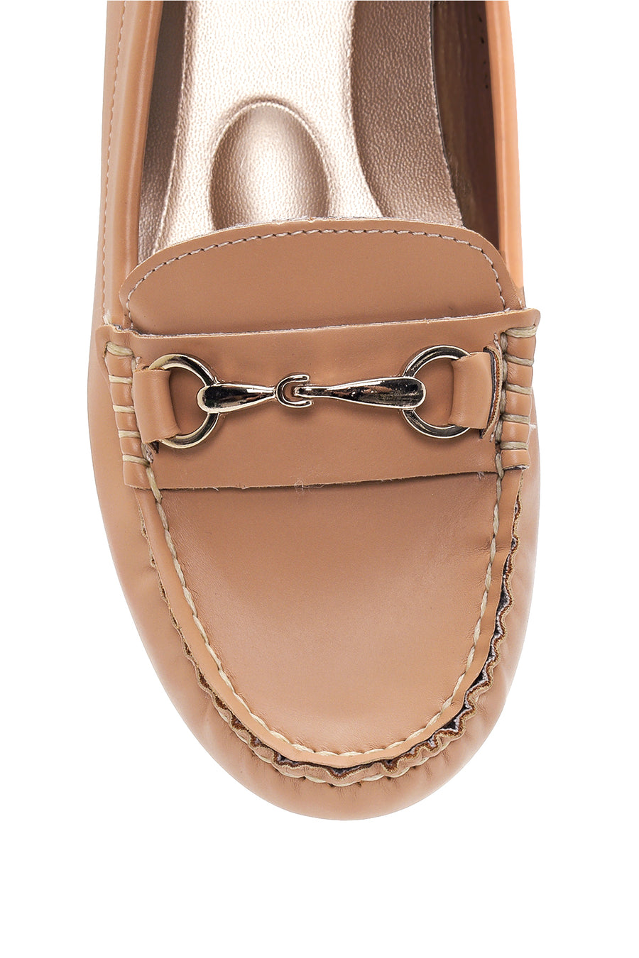 Women's Beige Buckle Casual Loafer