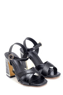 Women's Crocodile Printed Thick Heeled Sandals | Derimod