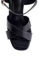 Women's Crocodile Printed Thick Heeled Sandals | Derimod