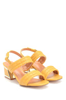 Women's Thick Heeled Quilted Sandals | Derimod