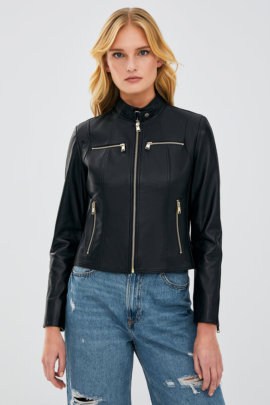 Alexa Women's Black Short Leather Jacket