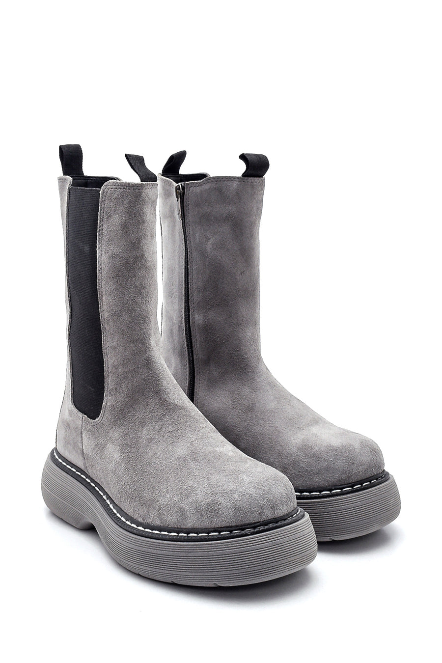 Women's Leather Suede High Sole Chelsea Boots
