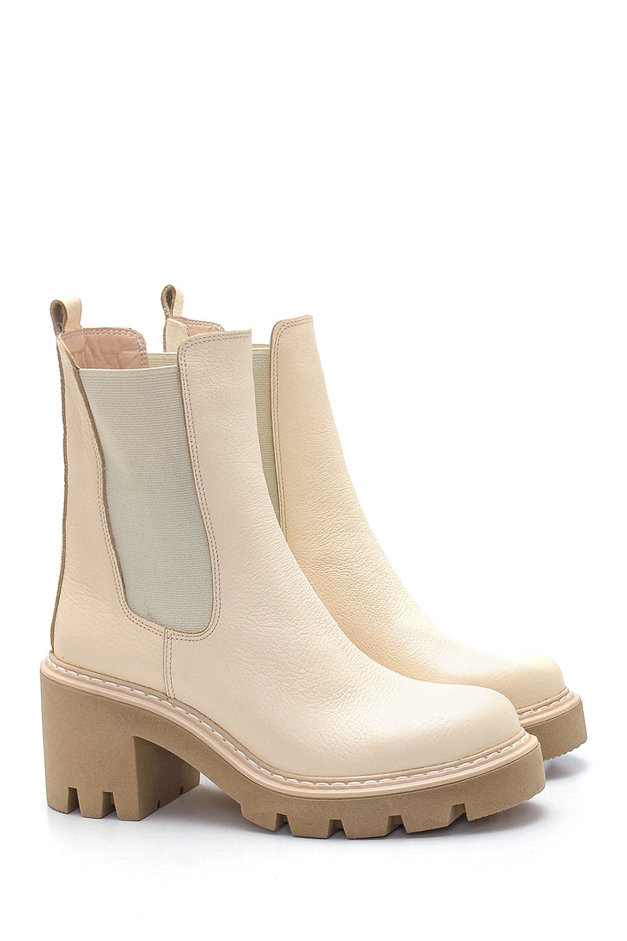 Women's Leather Chelsea Mid-Heel Boots
