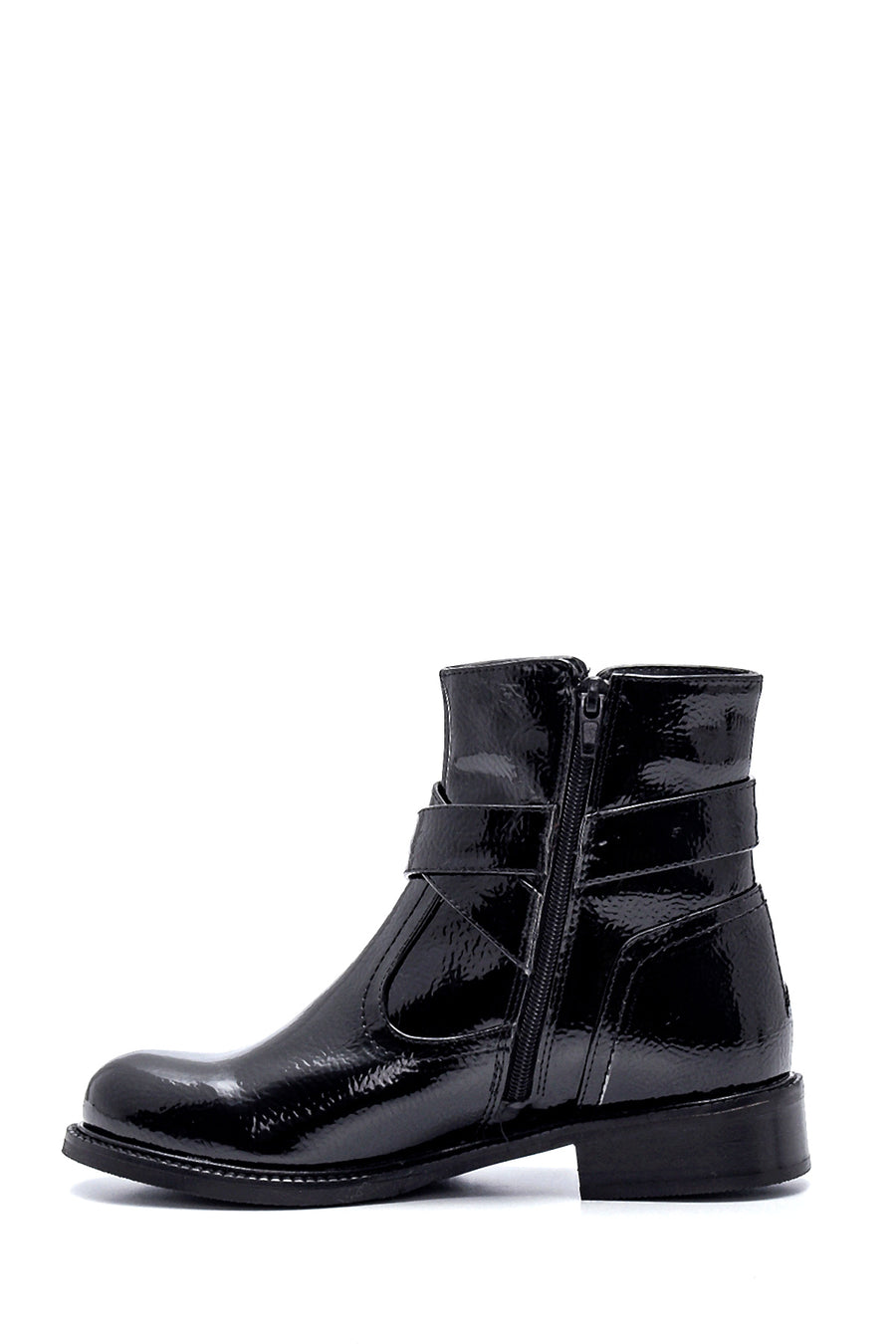 Women's Buckle Detailed Patent Leather Boots