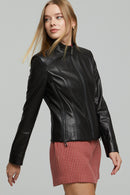 Venice Women's Black Leather Jacket | Derimod