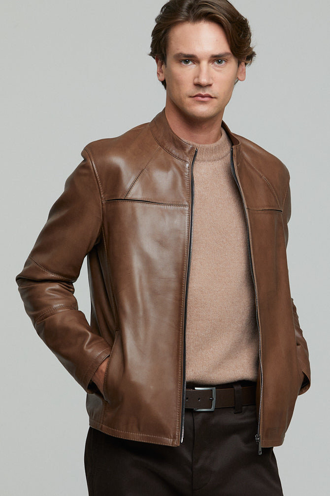 Neymar Men's Leather Jacket 21WGD6402FI | Derimod