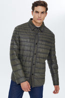 Locatelli Men's Khaki Nubuck Puffer Leather Jacket | Derimod