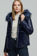 Wendy Hooded Leather Coat | Derimod