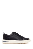 Erkek Siyah Bağcıklı Deri Sneaker | Derimod