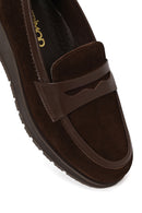 Woman Brown Buckled Wedge Suede Comfort Loafer | Derimod