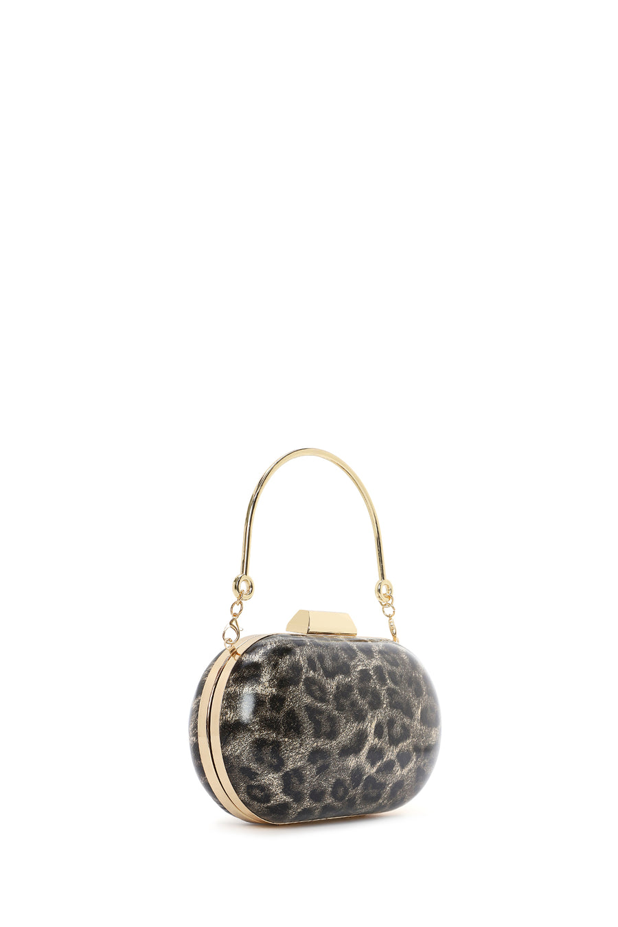 Women's Gold Leopard Pattern Long Strap Mini Clutch Evening Bag