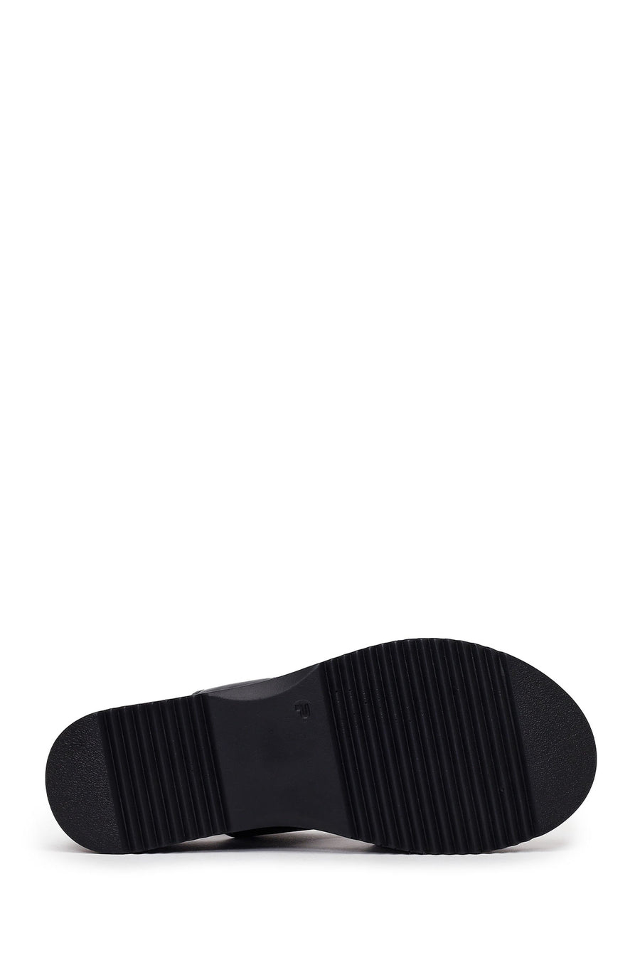 Woman Black Wedge Heel Leather Comfort Sandal