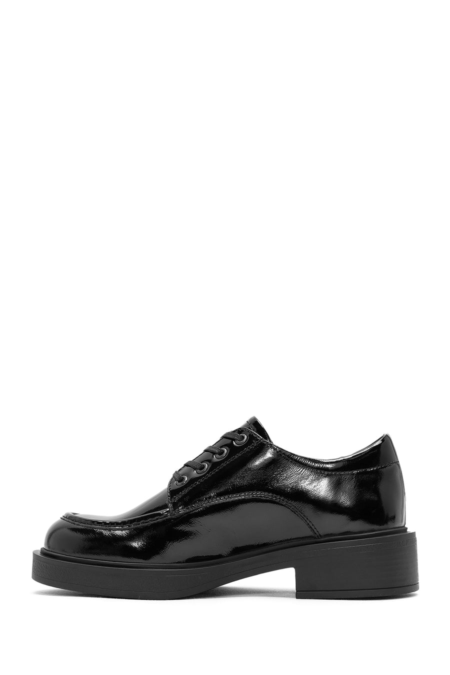 Women's Black Lace-Up Leather Oxford Shoes