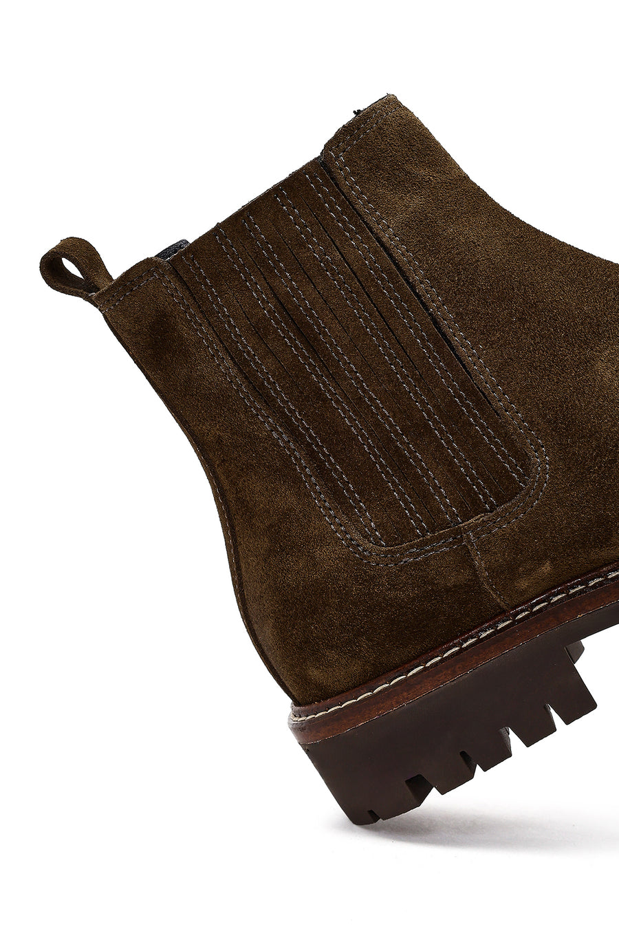 Women's Khaki Suede Leather Chelsea Boot