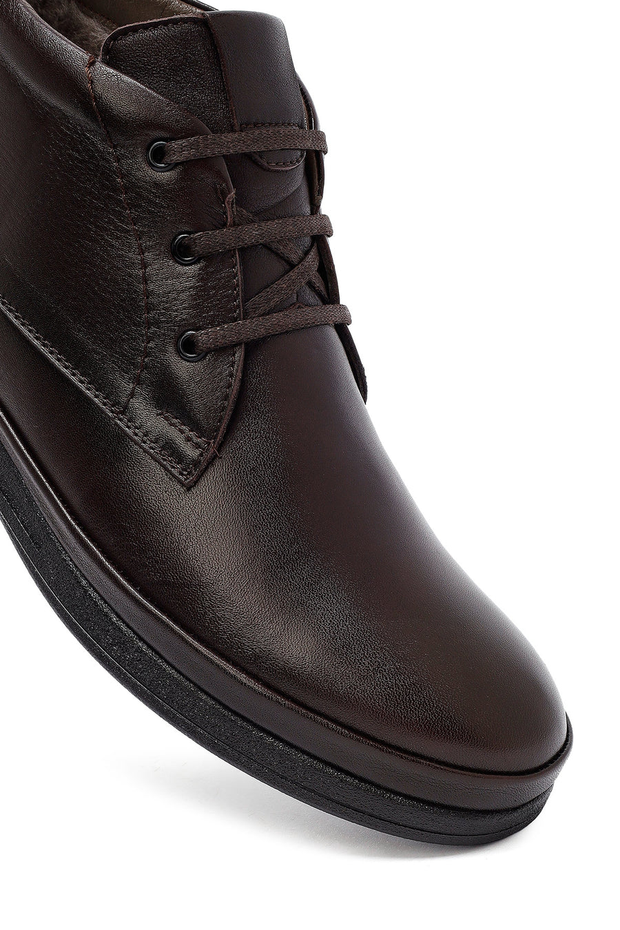 Male Brown Zip Closure Leather Boots