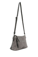 Woman Gray Long-Strap Suede Crossbody Bag | Derimod