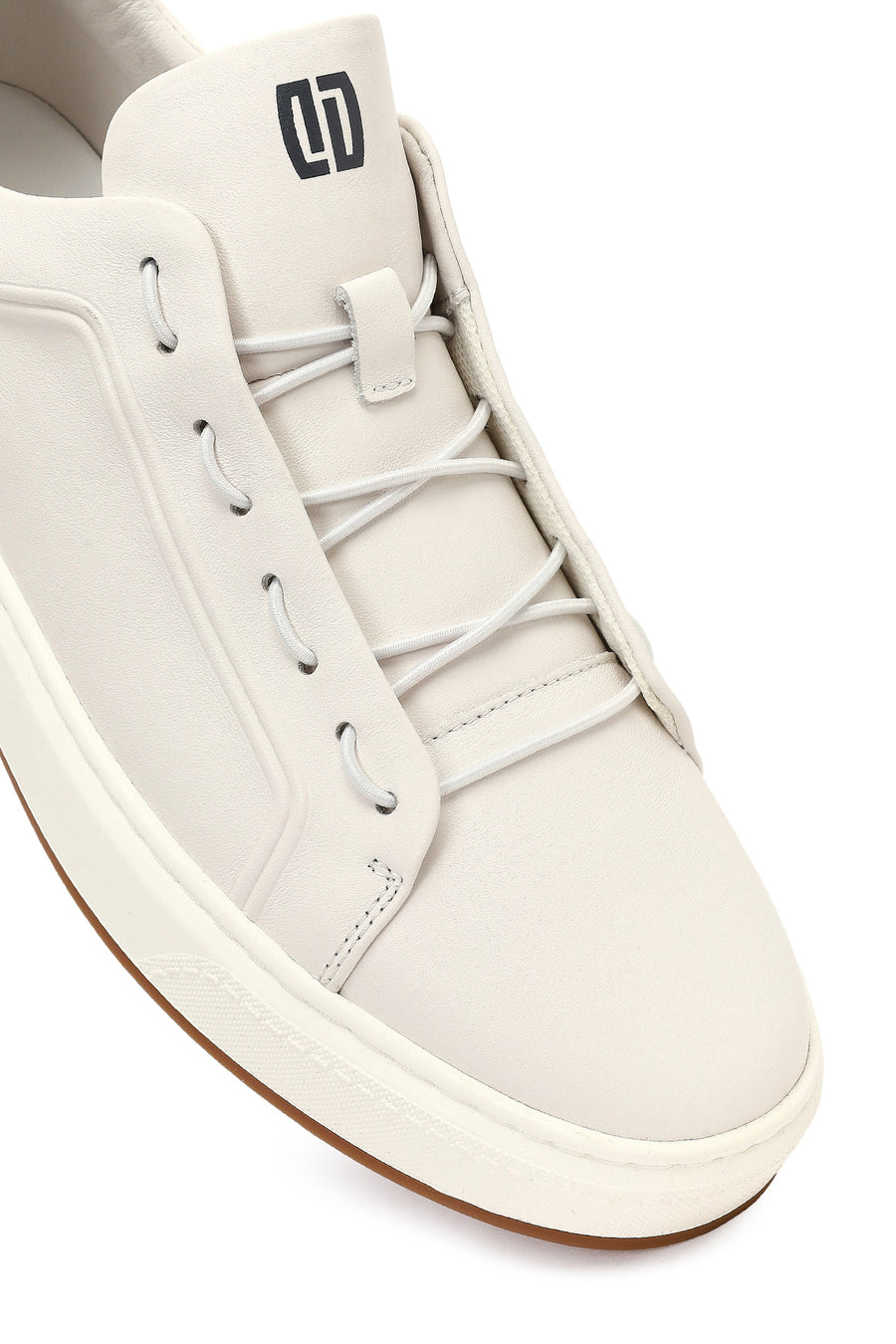 Male White Lace-Up Leather Sneaker