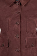 Cassandra Kadın Bordo Slim-Fit Süet Deri Ceket | Derimod