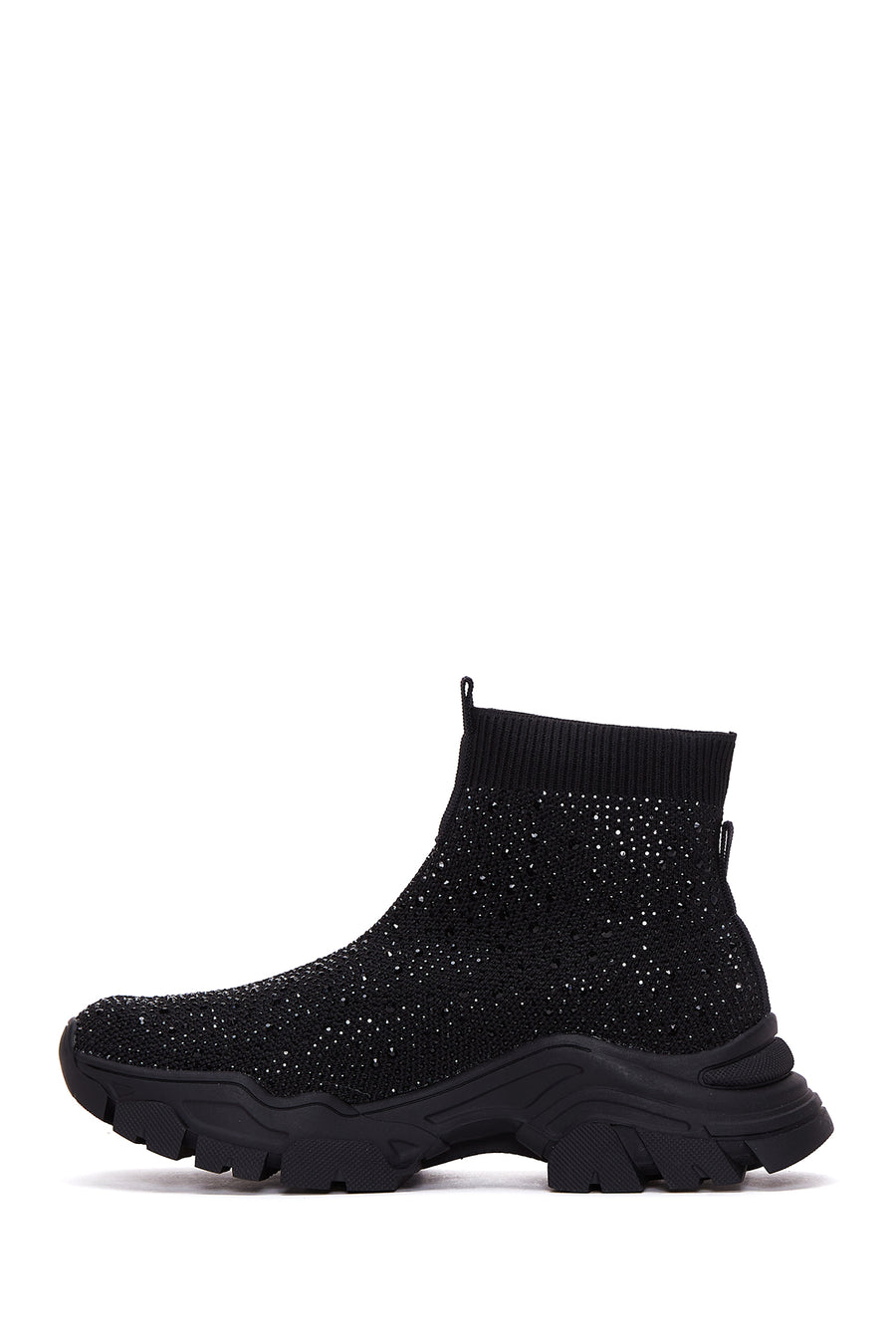 Women's Black Stone Thick Sole High Top Sneaker
