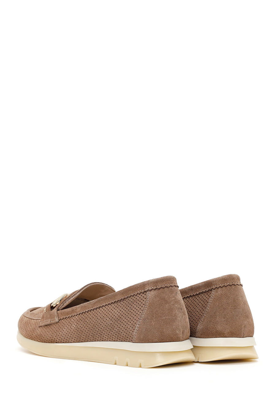 Women's Mink Suede Leather Comfort Loafer with Lace-up and Buckle