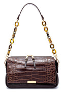 Women's Crocodile Patterned Shoulder Bag with Strap Detail | Derimod