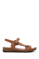 Women's Tan Leather Comfort Sandals | Derimod