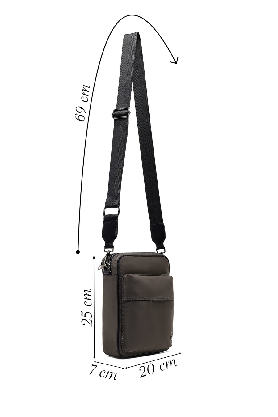 Men's Grey Fabric Messenger Bag