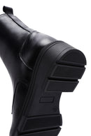 Woman Black Zippered Leather Postal Boots | Derimod