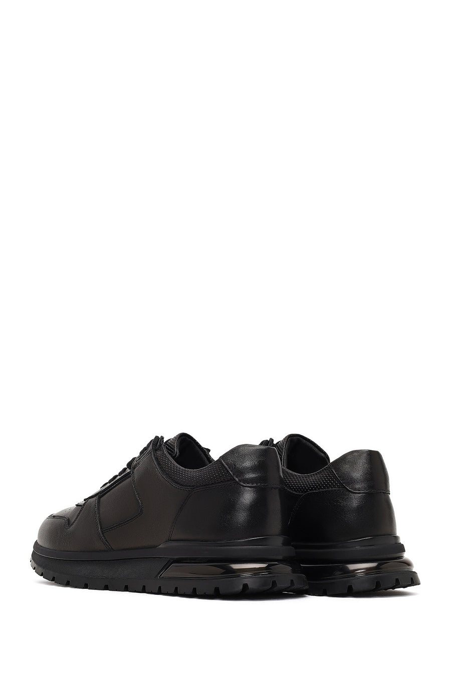 Men's Black Lace-Up Leather Casual Sneaker