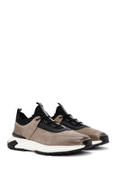 Erkek Vizon Bağcıklı Nubuk Deri Casual Sneaker | Derimod