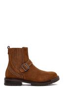 Women's Tan Suede Leather Chelsea Boots | Derimod