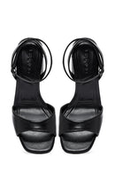 Women's Black Ankle Buckle High Thick Heel Sandals | Derimod