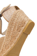 Women's Mink Ankle Strap Wedge Heel Suede Leather Espadrille Sandals | Derimod