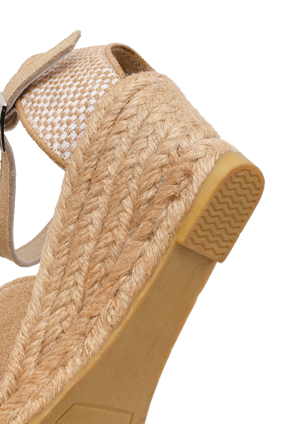 Women's Mink Ankle Strap Wedge Heel Suede Leather Espadrille Sandals