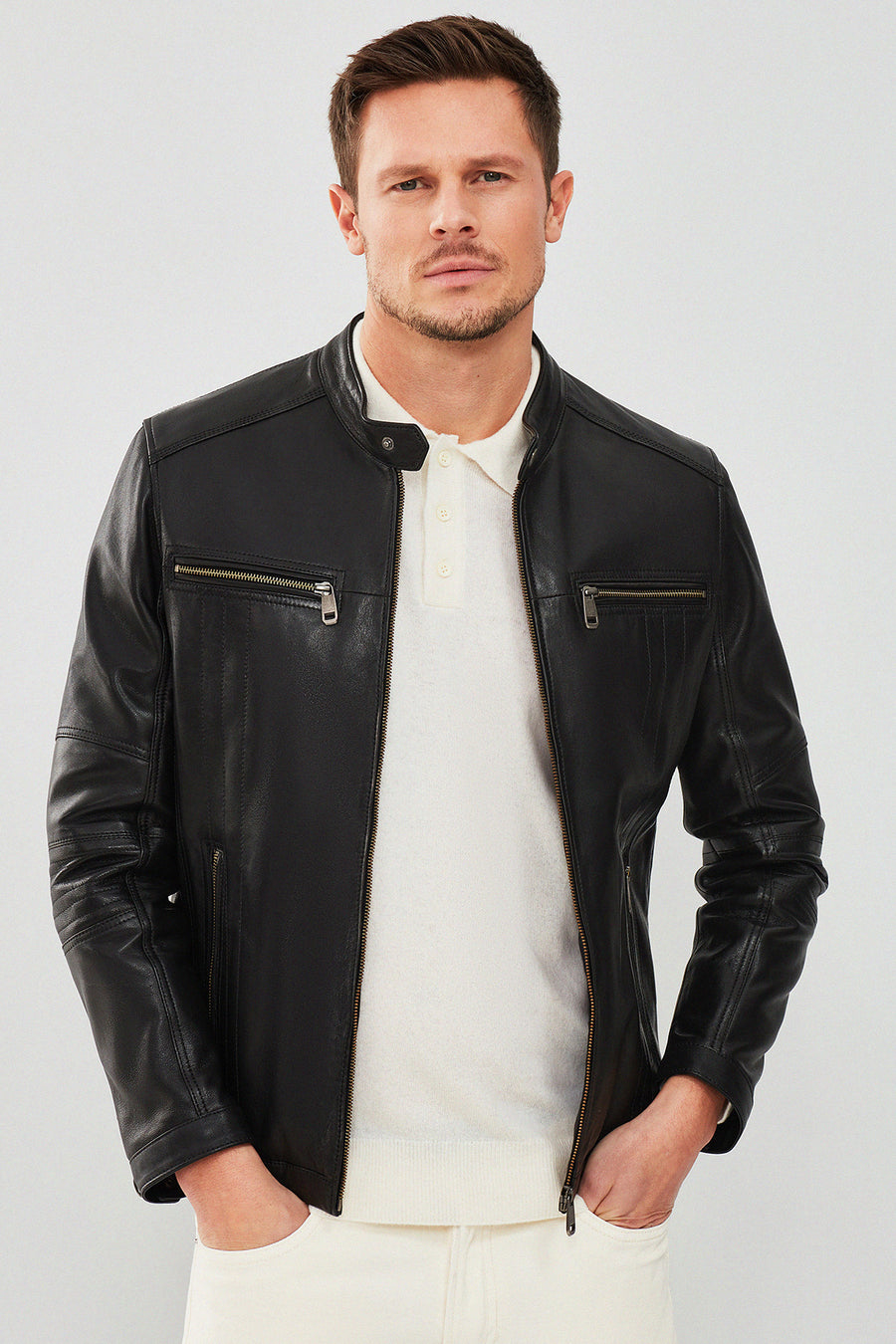 Demar Men's Black Slim-Fit Leather Jacket 18WGD6305M5 | Derimod