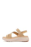 Women's Beige Chunky Sole Fabric Comfort Sandals | Derimod