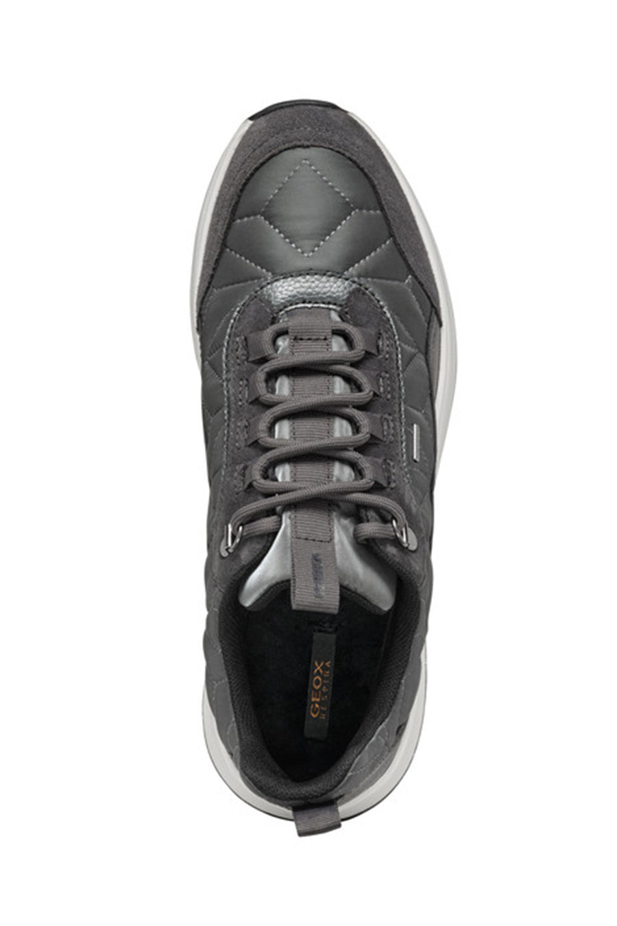 Geox Woman Grey Laced Thick Soled Fabric Sneakers