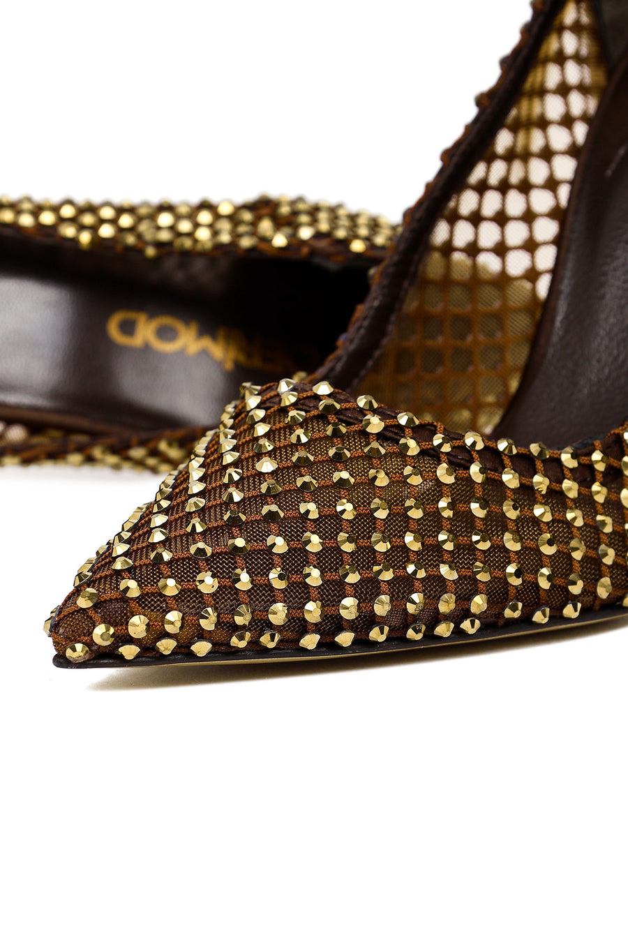 Women's Bronze Stone High Thin Heel Leather Stiletto