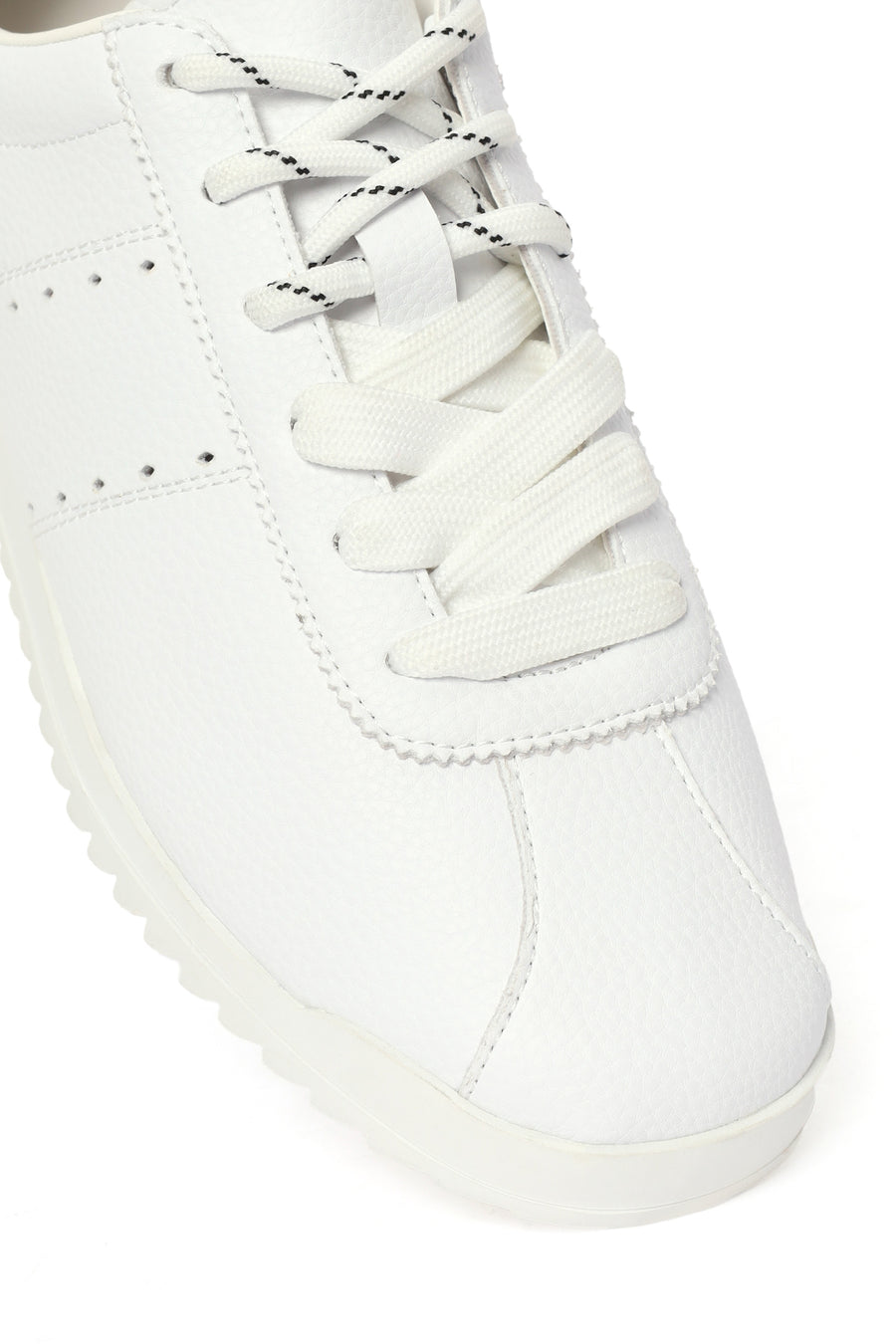 Women's White Lace-Up Leather Sneaker