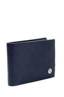Men's Navy Blue Leather Wallet | Derimod