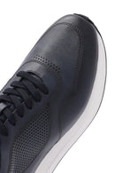 Men's Navy Blue Lace-up Thick-Sole Leather Sneaker | Derimod