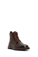 Male Brown Lace-Up Zip Closure Leather Casual Boots | Derimod