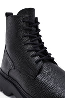 Male Black Zip Closure Thick-Soled Leather Boots | Derimod